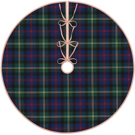 Høykvalitets juletreskjørt i lin Malcolm Family Tartan mørkeblå og grønn rutete juletreskjørt dekorasjoner juletrematte