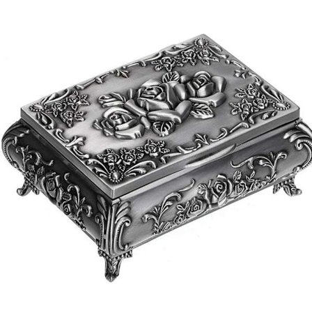 Morsdag, Vintage smykkeskrin i metall for ringer, halskjeder, Tr