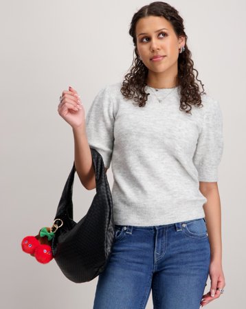 LMTD LODET SS SHORT PUFF KNIT Gris Pulls Fille - Kids Brand Store