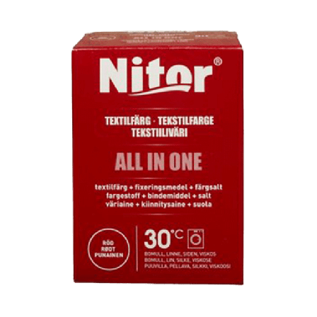 Nitor Textilfärg All in One Röd 230 g Klädvård 230G