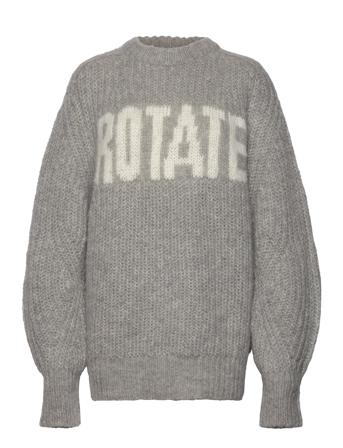 Knitted Logo Sweater Tops Knitwear Jumpers Grey ROTATE Birger Christensen