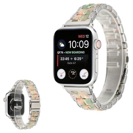 Apple Watch 40mm ruostumattomasta teräksestä valmistettu ranneke - Kulta / Vaaleanpunainen Vihreä Multicolor