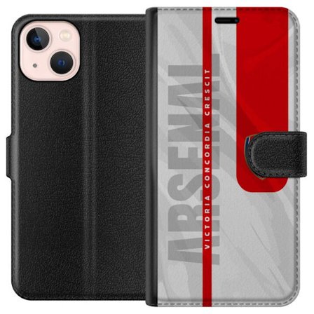 Yhteensopiva Lompakkokotelo Apple iPhone 13 mini Arsenal FC logo juliste jalkapallo Premier League seura punainen valkoinen tausta Gunners jalkapalloj