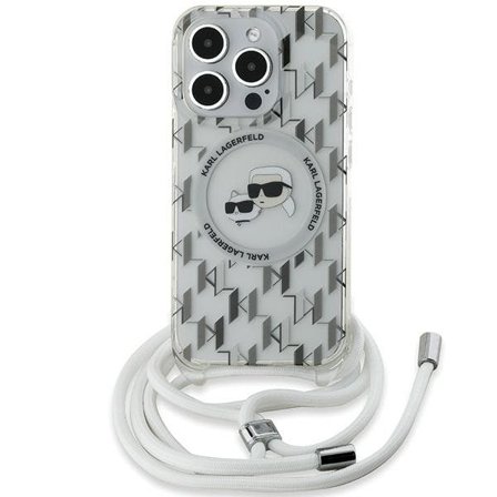 Karl Lagerfeld IML Crossbody Monogram Karl & Choupette MagSafe Case for iPhone 15 Pro Max - Clear