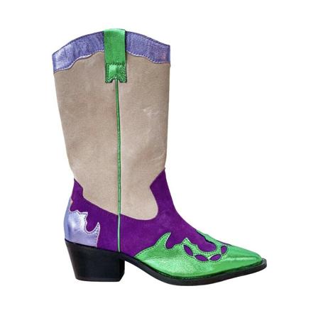 Dwrs, Puglia - Westernboots Grijs, Dames, Maat:39 EU,leer