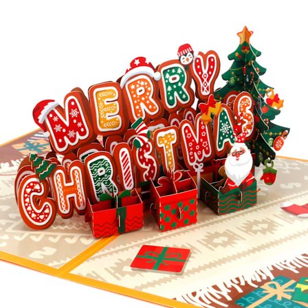 Julekort 3D Pop Up, 3-pak med julehilsener