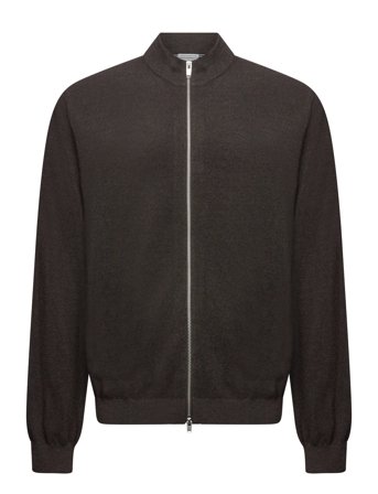 100% Merino Zip Through Knit Brown Lindbergh Black
