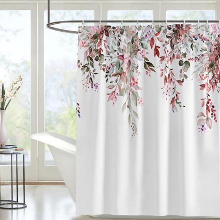 1 stk Elegant Floral Dusjforheng, Vanntett Polyester Dusjforheng, Hurtigtørkende, 180x180cm for Badekar eller Bad