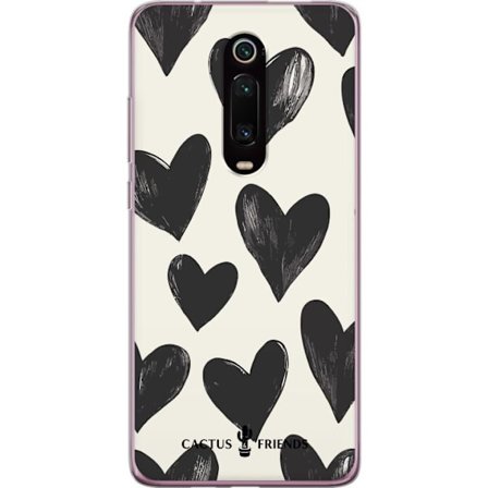 Kompatibel Mobilcover til Xiaomi Xiaomi Mi 9T Pro Cactus and Friends - Bold Black Love Pattern