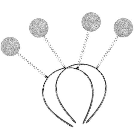 2 stk. Antenne-Hårbånd med Glitrende Kugler - Kreative Forårsbolde Alien Hårbånd