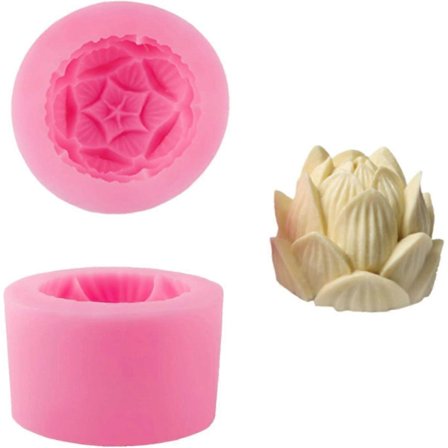 Silikonimuotti, 1 kpl 3D Lotus -kynttilämuotti kukanmuotoinen kynttilä [D]