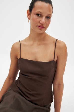 NA-KD Tailored Strap Corset Top - Korset-toppe - Brun - EU 32