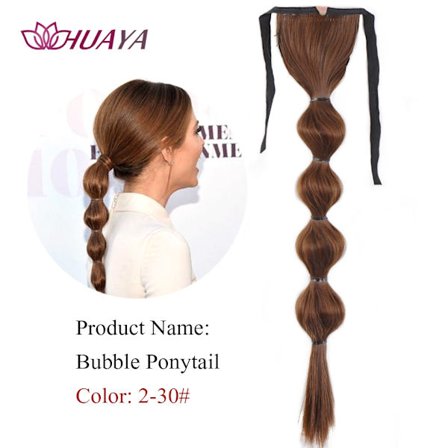 HUAYA Dragsko Lång rak hästsvans Clip In Hair Extensions Syntetiskt hår Bubble hästsvans Värmebeständigt naturligt falskt hår