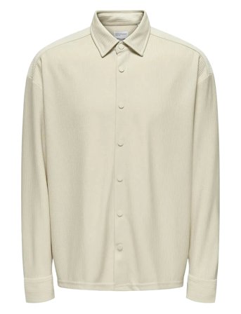 ONLY & SONS Onskari Plizze Ls Rlx Overshirt - Cream - XL