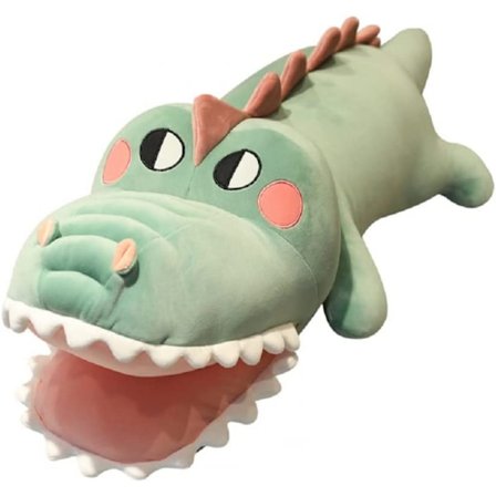 Stortand tecknad krokodilplyschleksak, viktad uppstoppad krokodilleksak, pojk- och flickleksak eller soffdekoration (grön, 18 tum/45 cm)