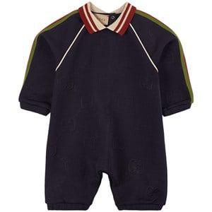 Kids - Gucci Navy Side Stripe Babygrow with Collar 9-12 months - All in ones - 9-12 months - Navy