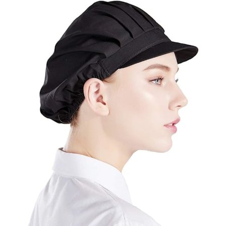 1 kpl Unisex-kokin hattu joustava kokin hattu keittiö leivonta ruoanlaitto hattu miehille naisille reunalla-musta