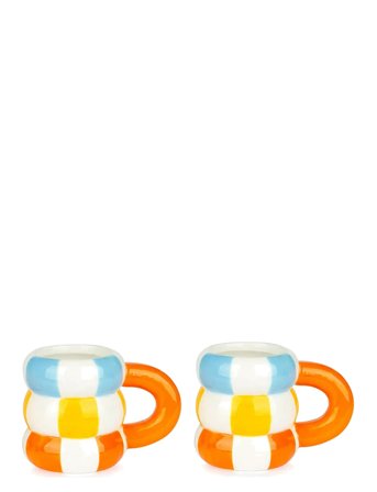 Balvi | Sæt Med 2 Keramiske Kaffekopper Flyder, Orange | 7.5 CL