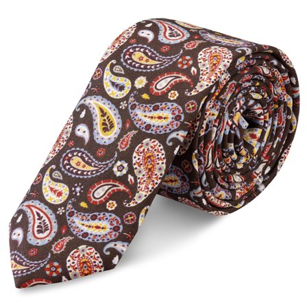 Virtuo | Cravatta in seta con motivo paisley bordeaux | 6 cm per uomini - Cravatte strette