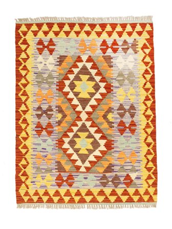 Kilim Afghan Old Style Rug 89X116 Orange/Dark Red Wool, Afghanistan