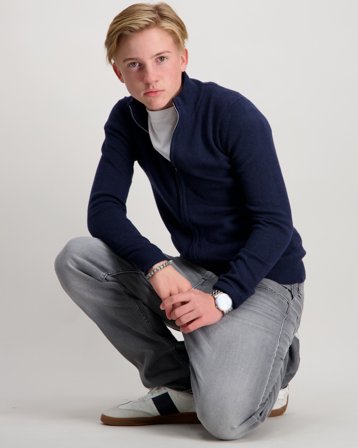 RYVLS Justin Soft Knit Zip Cardigan Blå Genser Gutt - Kids Brand Store