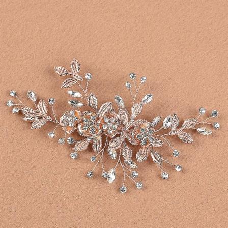 Blomma Insert Kam Strass Inläggning Vintage Elegant Handgjord hårkam För Kvinnor Bröllopsfest Gold Hairpin