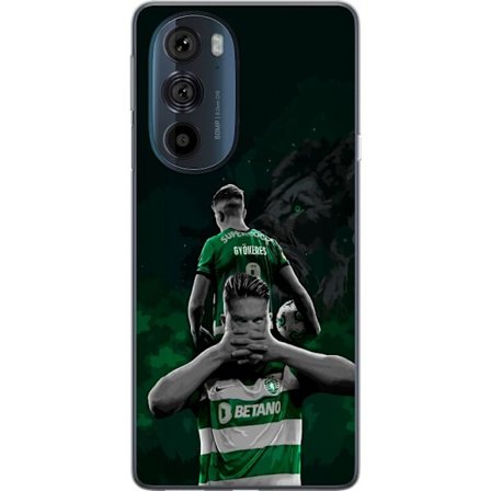 Yhteensopiva Puhelinkuori Motorola Edge 30 Pro Neonmotiivi, jossa teksti "Gaming is in my DNA" sinisenä ja punaisena tiiliseinällä, jossa loistava DNA