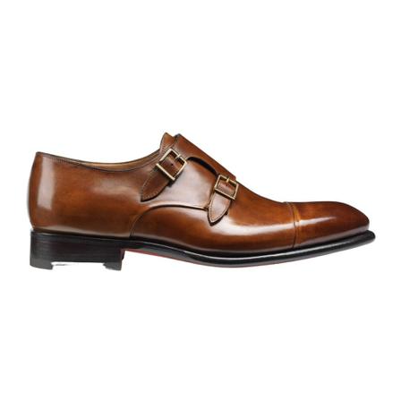 Santoni, Leather double-buckle shoes Brązowy, Mężczyzna, Rozmiar: 43 EU