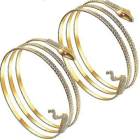 2-pakke Slange Armmansjett Slange Armbånd Virvel Slange Armbånd Spiral Overarmsmansjett Armlenke Armbånd Egyptisk Kostyme Tilbehør for Kvinner Gull 