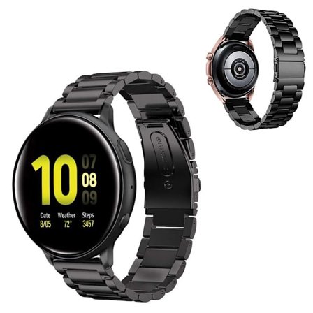 20 mm JLT urrem med tre perler i rustfrit stål til Samsung Galaxy Watch 4 - Sort