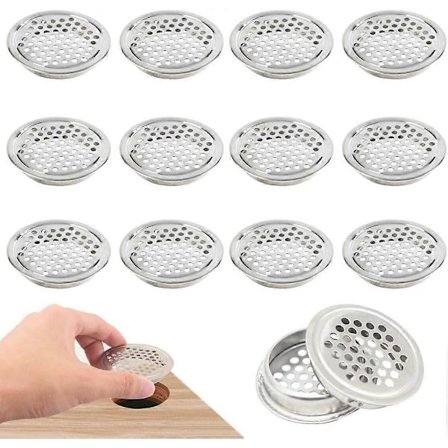 20 Stycken Runda Ventilationsgaller i Rostfritt Stål Ventilationsskydd Cirkel för Skåp Garderob Frånluftsventilationsgaller för Köksmöbler