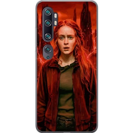 Kompatibelt Mobilskal till Xiaomi Xiaomi Mi Note 10 Porträtt av en ung kvinna med rött hår i en apokalyptisk landskap, röda blixtar och mörka kli