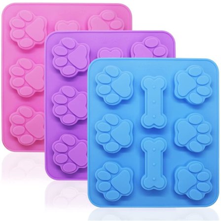 3 st silikonformar Valp tass & benformad 2 i 1 8-håls återanvändbara isglassformar chokladkakor bakformar