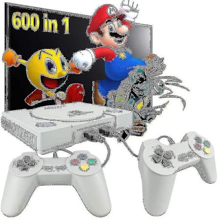 Spillekonsol med 600 indbyggede spil, klassisk videospillekonsol, Plug and Play-konsol