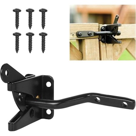 Svart Automatiskt Dörrlås, Automatiskt Trädgårdslås, Grindlås, Med 6 Skruvar, för Uteplats/Trädgård/Dörr