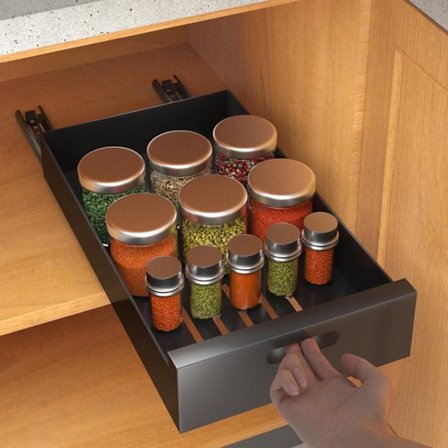 Teleskopisk skuffeorganisator - 30 cm bred - uttrekkbar - svart