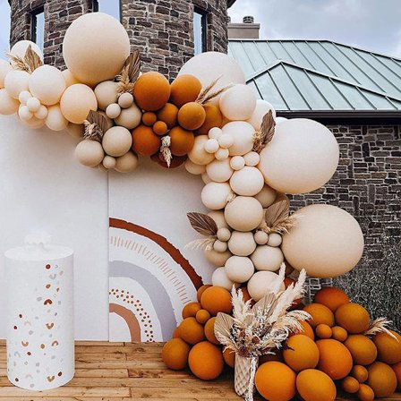 Ballongkombo-kit Orange Apricot Hudfärg Dubbelskiktsballong Dekorationskit Ballongkedjeset La