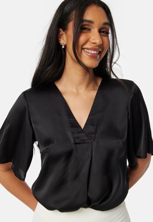 BUBBLEROOM Pasion Satin Blouse Black Klær