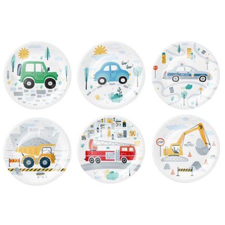 Bilar & Fordon Tallrik 6-pack - Partyninja.se