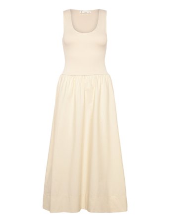 Flared Dress In Combined Fabric Cream Mango
