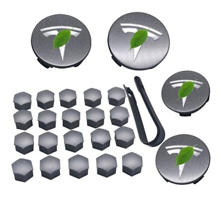 Hjul kapselsett senter kapsel nav mutter deksel svart rød hvit grå med 4 senter kapsel 20 mutter deksel for Tesla Model 3 Y S X