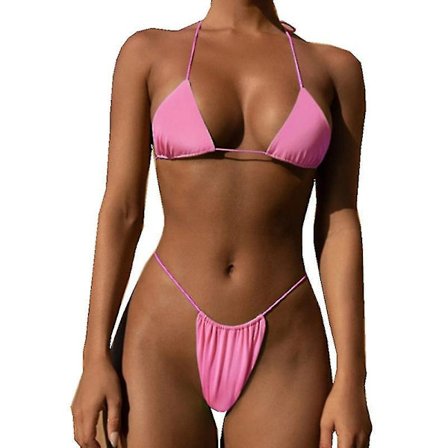 Women Two Piece Swimsuit Sexy Swimwear Halter String Triangle Bikini S