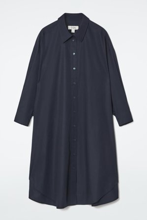 COS Women's Oversized Draped Shirt Dress in Blue