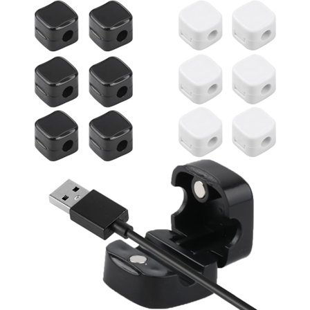 12 st Magnetiska Kabelklämmor, Magnetiska Kabelhållare, Magnetiska Kabelorganiserare för Skrivbord, Självhäftande Kabelklämmor för Skrivbord