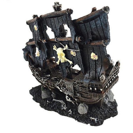 Akvariedekoration skibsvrag pirat beskadiget skib akvariehule sten dekoration