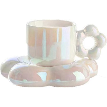 Kaffekopp med blomformad fat, kaffekoppset, keramisk mugg, tekopp och fat, mugg och fat