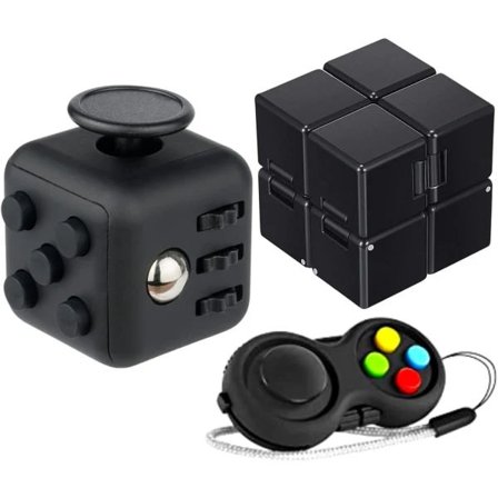 3 stk Fidget Toy Bundle for ultimat stressavlastning, Infinity Cube og Kontroller - Perfekt kontorgave for barn