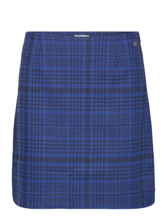 Belek Check Skirt Kort Skjørt Blå Tamaris Apparel*Betinget Tilbud