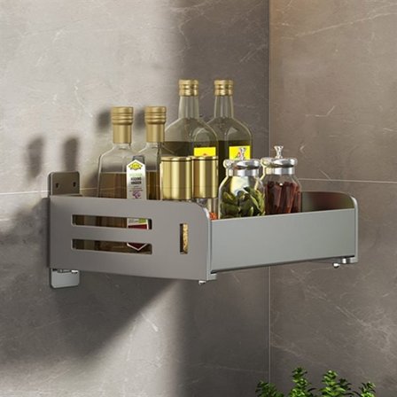 Metallinen keittiöhylly 20 cm - Seinäkiinnitteinen - Suojakaiteella varustettuna