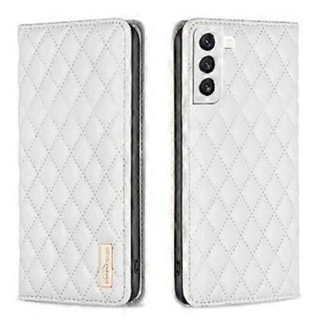 Etui til Samsung Galaxy S22 PU Læder Magnetisk Lukning Flip Folio Beskyttende Cover Holder Etui - Hvid